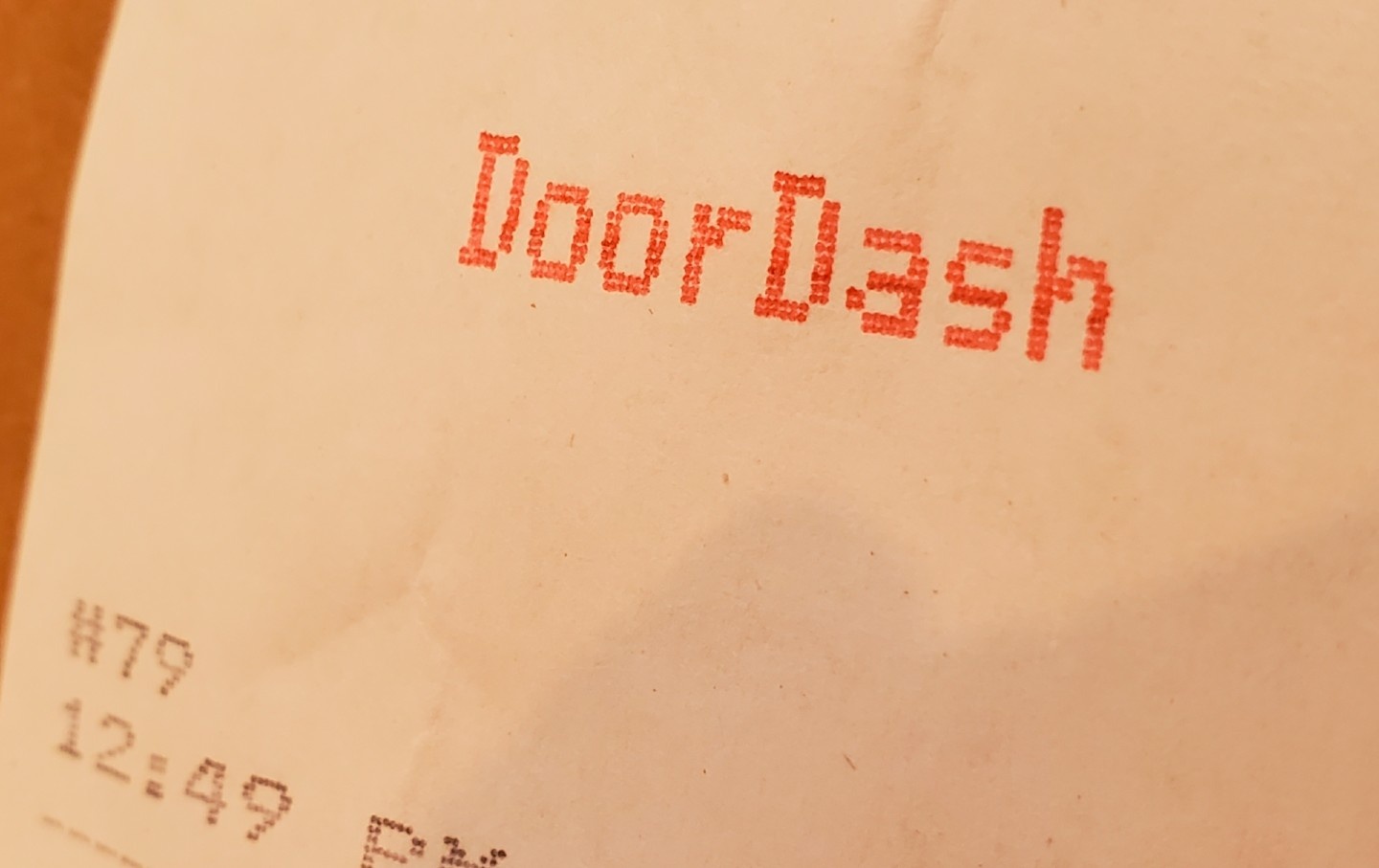 A restaurant receipt with Doordash printed in Lafayette, California, on March 3, 2021.