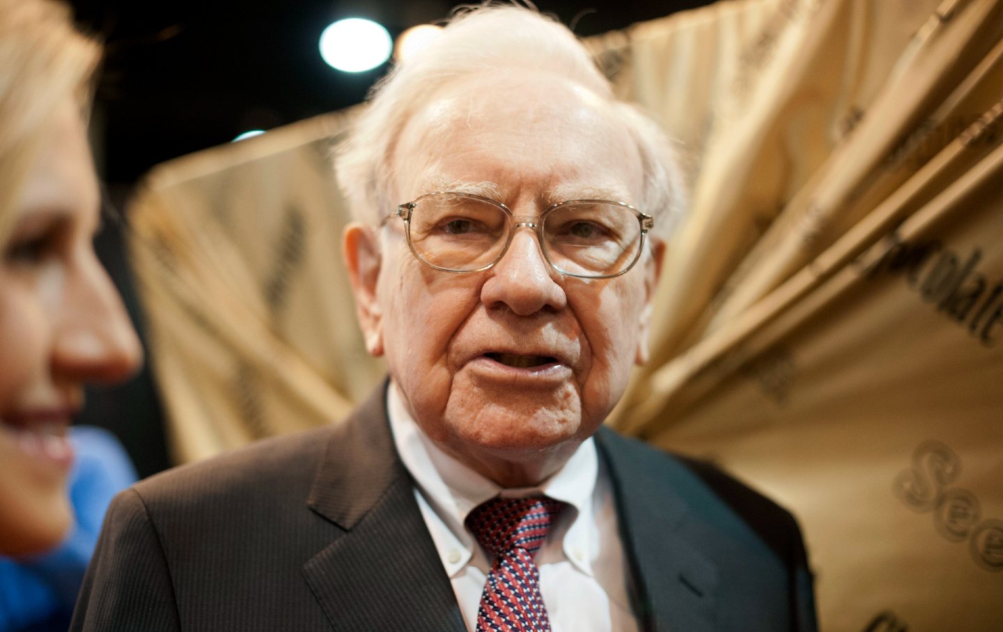 Warren Buffett, chairman of Berkshire Hathaway, tours the exhibition floor prior to the Berkshire Hathaway shareholders meeting in Omaha, Nebraska, on May 3, 2014.