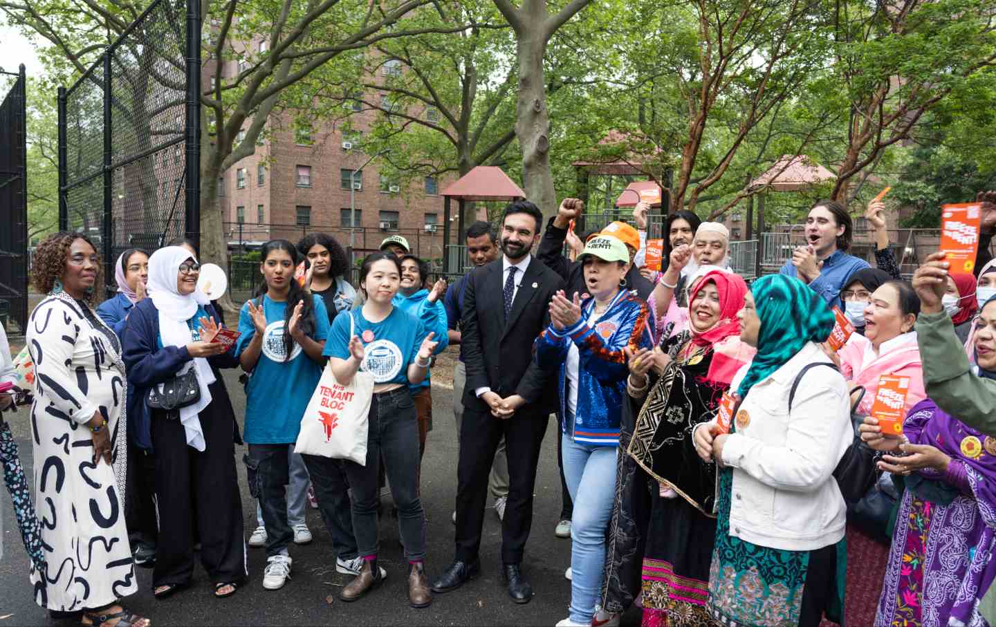Zohran Mamdani with supporters in Brooklyn on May 4, 2025.